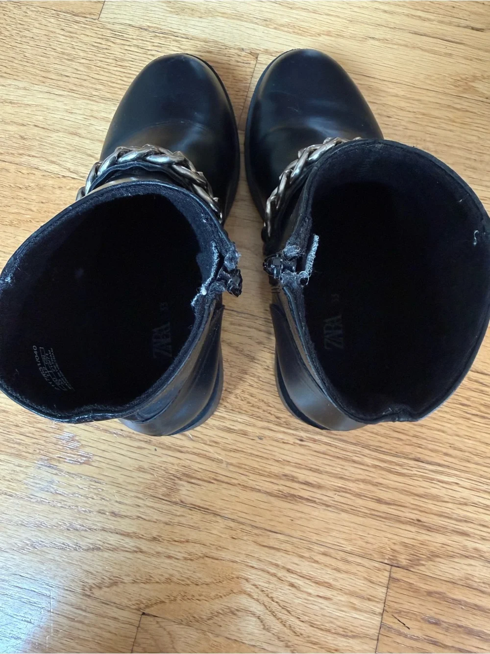 Zara Girls Moto Boots with Chain Detail